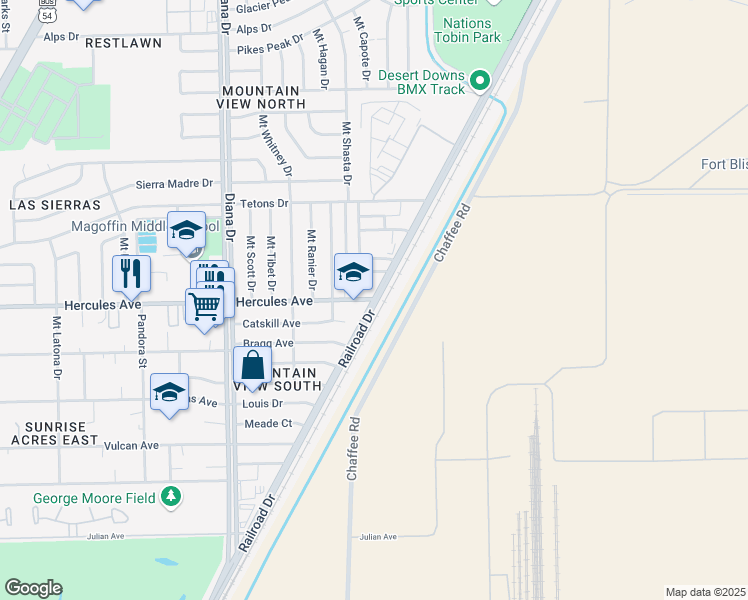 map of restaurants, bars, coffee shops, grocery stores, and more near 5209 Hercules Avenue in El Paso