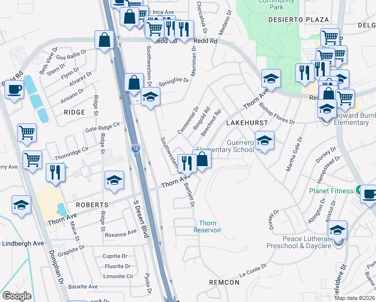 map of restaurants, bars, coffee shops, grocery stores, and more near 8617 Saratoga Drive in El Paso