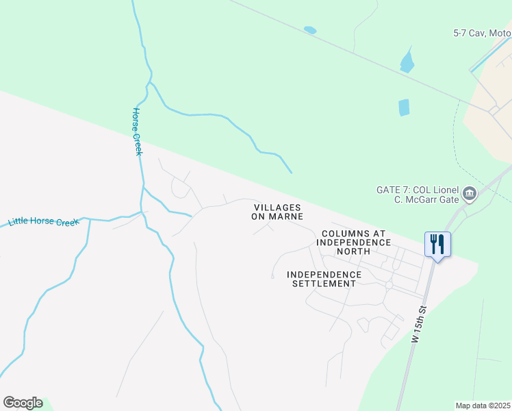 map of restaurants, bars, coffee shops, grocery stores, and more near 1063 Marne Boulevard in Hinesville