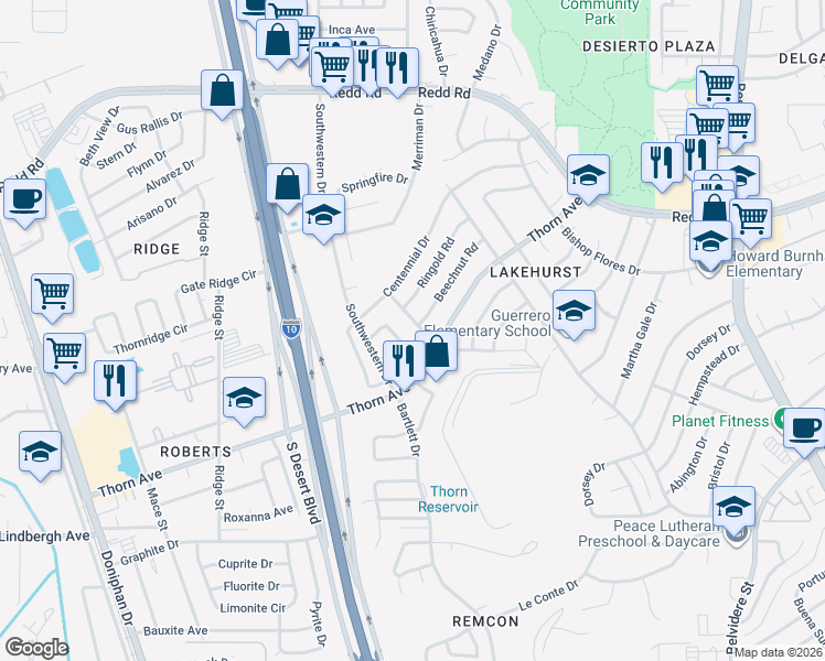 map of restaurants, bars, coffee shops, grocery stores, and more near 8617 Saratoga Drive in El Paso