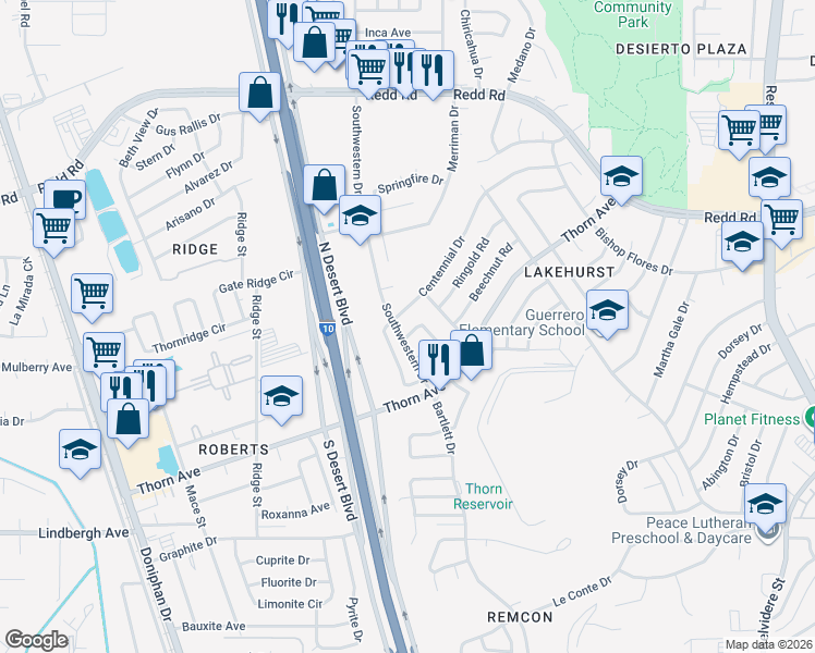 map of restaurants, bars, coffee shops, grocery stores, and more near 8692 Pilgrimage Circle in El Paso
