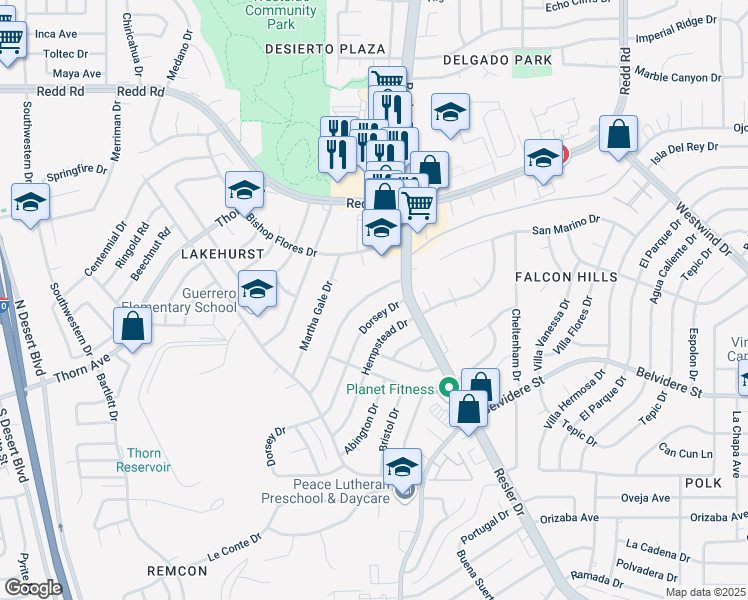 map of restaurants, bars, coffee shops, grocery stores, and more near 748 Colchester Drive in El Paso