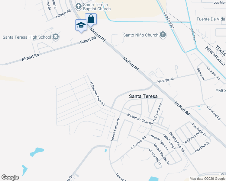 map of restaurants, bars, coffee shops, grocery stores, and more near 109 Apache Gold Court in Santa Teresa