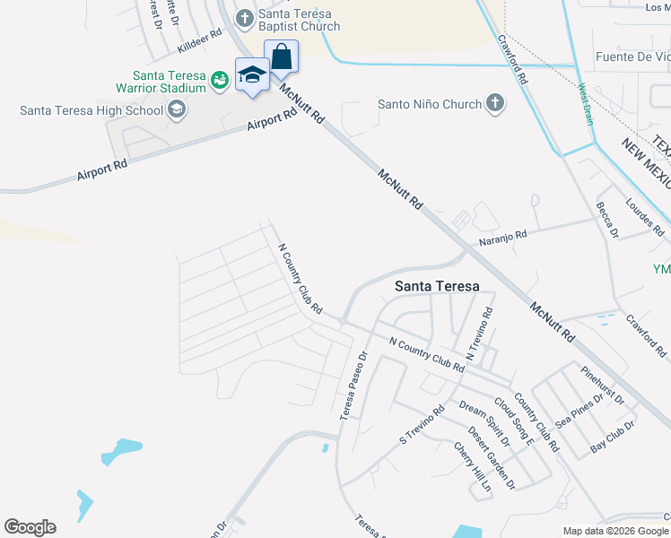 map of restaurants, bars, coffee shops, grocery stores, and more near 109 Apache Gold Court in Santa Teresa