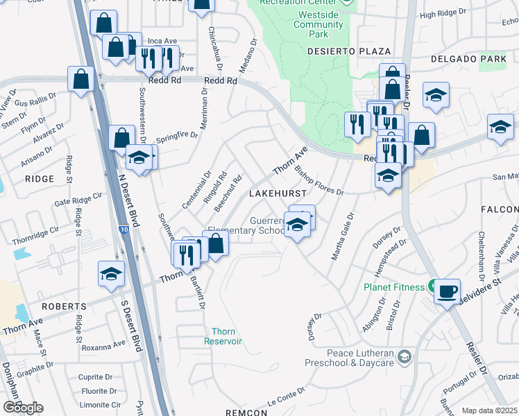 map of restaurants, bars, coffee shops, grocery stores, and more near 709 Cascade Lane in El Paso