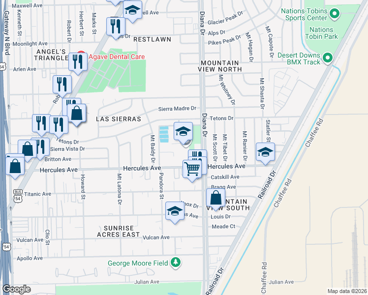 map of restaurants, bars, coffee shops, grocery stores, and more near 4931 Hercules Avenue in El Paso