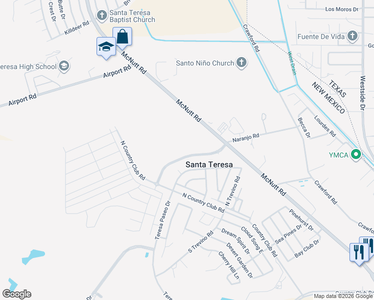map of restaurants, bars, coffee shops, grocery stores, and more near 90 Apache Gold Loop in Santa Teresa