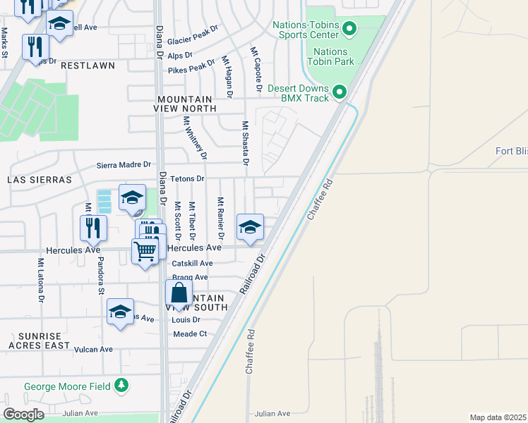 map of restaurants, bars, coffee shops, grocery stores, and more near 5232 Adolphus Avenue in El Paso