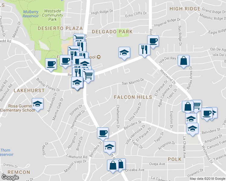 map of restaurants, bars, coffee shops, grocery stores, and more near 880 Hempstead Drive in El Paso