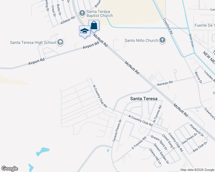 map of restaurants, bars, coffee shops, grocery stores, and more near 109 Apache Gold Court in Santa Teresa
