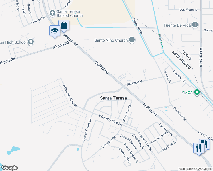 map of restaurants, bars, coffee shops, grocery stores, and more near in Santa Teresa