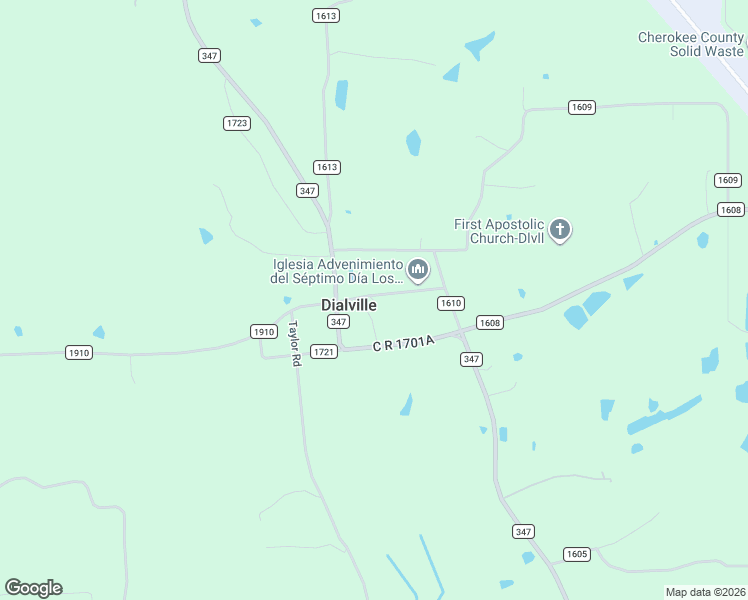 map of restaurants, bars, coffee shops, grocery stores, and more near County Road 1612 in Rusk