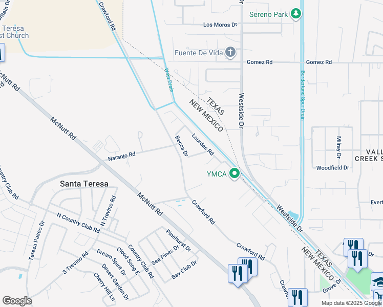 map of restaurants, bars, coffee shops, grocery stores, and more near 704 Arcy Street in Santa Teresa