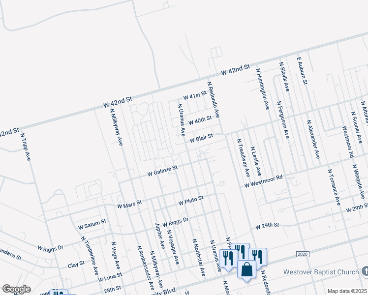 map of restaurants, bars, coffee shops, grocery stores, and more near 7572 West Blair Street in Odessa