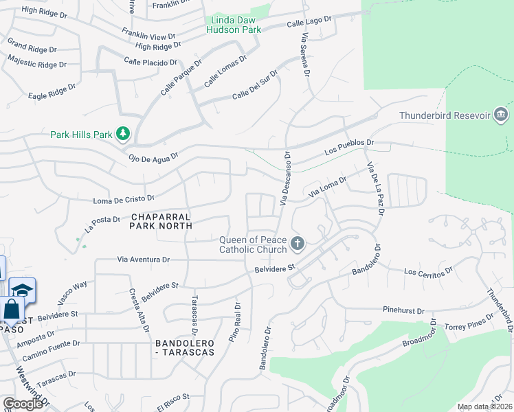map of restaurants, bars, coffee shops, grocery stores, and more near 828 Via Riqueza Street in El Paso