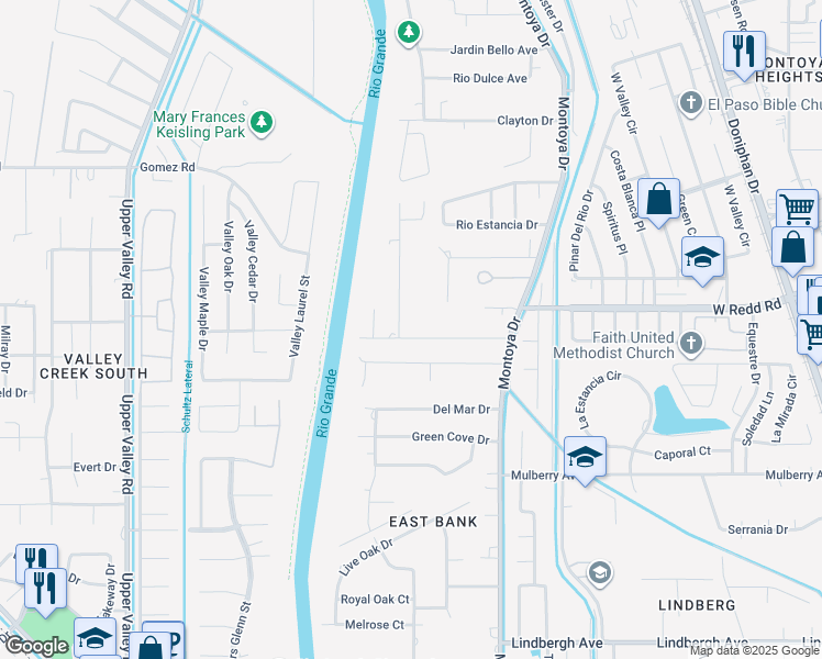 map of restaurants, bars, coffee shops, grocery stores, and more near 806 Mamie Road in El Paso