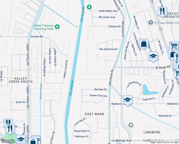 map of restaurants, bars, coffee shops, grocery stores, and more near 806 Mamie Road in El Paso