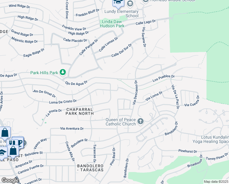 map of restaurants, bars, coffee shops, grocery stores, and more near 6156 Loma De Cristo Drive in El Paso