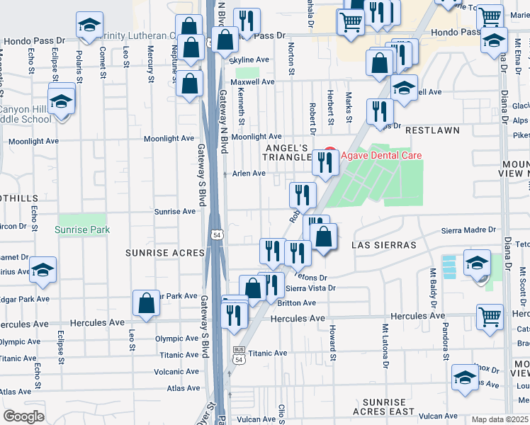 map of restaurants, bars, coffee shops, grocery stores, and more near 8636 Lawson Street in El Paso
