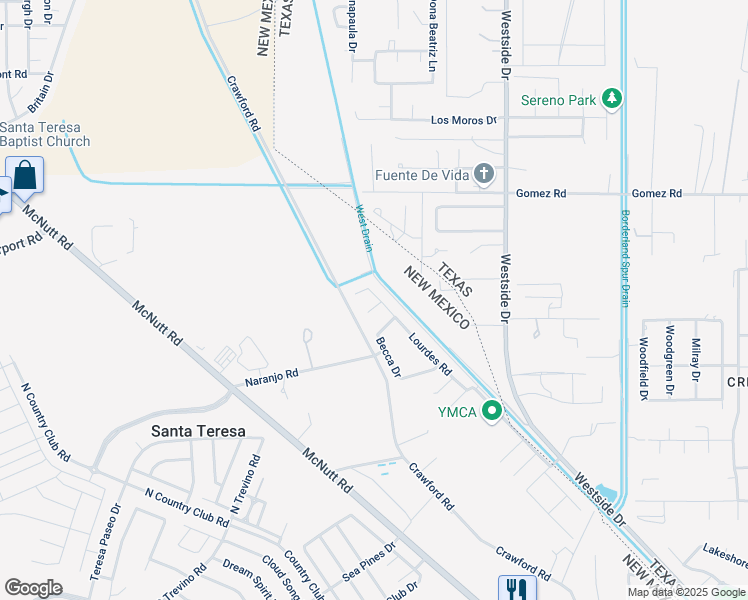 map of restaurants, bars, coffee shops, grocery stores, and more near 603 Missy Court in Santa Teresa