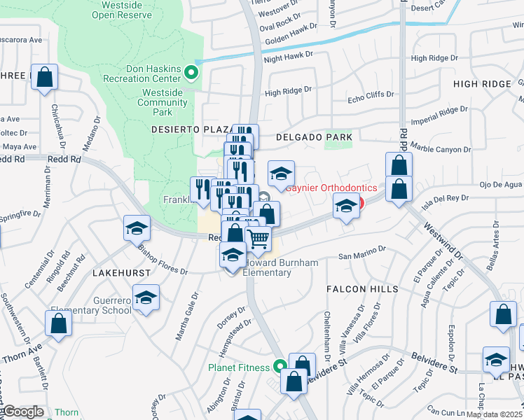 map of restaurants, bars, coffee shops, grocery stores, and more near 900 North Resler Drive in El Paso