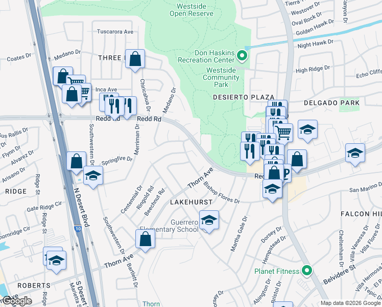 map of restaurants, bars, coffee shops, grocery stores, and more near 903 Centennial Drive in El Paso