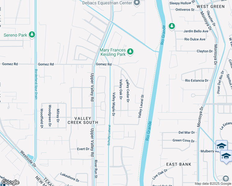 map of restaurants, bars, coffee shops, grocery stores, and more near 5637 Valley Oak Drive in El Paso