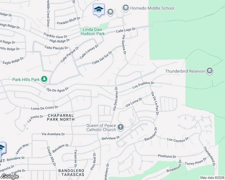 map of restaurants, bars, coffee shops, grocery stores, and more near 901 Via Descanso Drive in El Paso