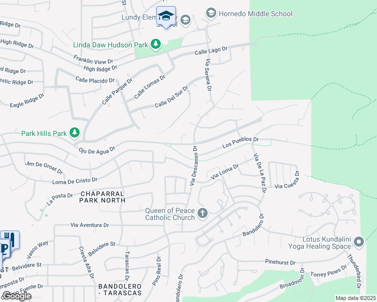 map of restaurants, bars, coffee shops, grocery stores, and more near 909 Via Descanso Drive in El Paso