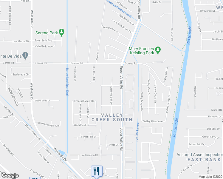 map of restaurants, bars, coffee shops, grocery stores, and more near 5673 Maurice Bell Drive in El Paso
