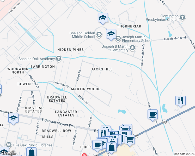 map of restaurants, bars, coffee shops, grocery stores, and more near 856 Old Field Drive in Hinesville
