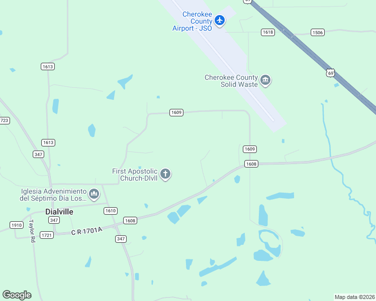 map of restaurants, bars, coffee shops, grocery stores, and more near 235 County Road 1630 in Rusk