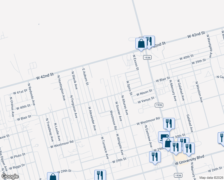 map of restaurants, bars, coffee shops, grocery stores, and more near 3837-3841 N Sooner Ave in Odessa