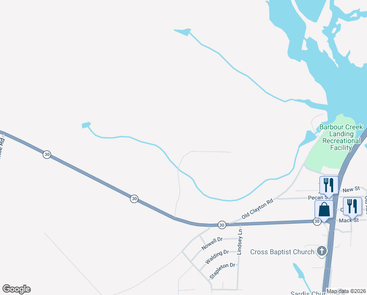 map of restaurants, bars, coffee shops, grocery stores, and more near 168 Russell Williams Road in Eufaula