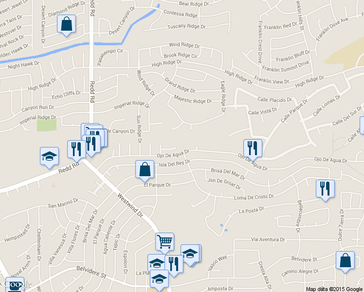 map of restaurants, bars, coffee shops, grocery stores, and more near 6600 El Poste Ct in El Paso