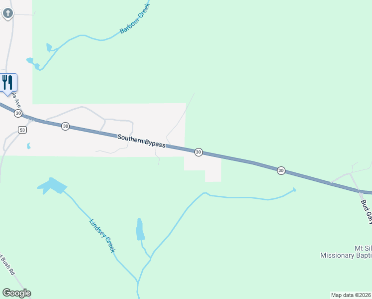 map of restaurants, bars, coffee shops, grocery stores, and more near 3372 Alabama 30 in Clayton