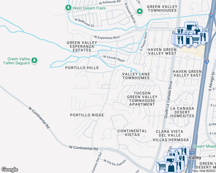 map of restaurants, bars, coffee shops, grocery stores, and more near 949 West Camino Delicias in Green Valley