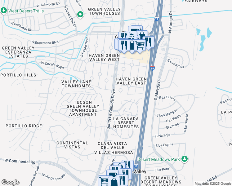 map of restaurants, bars, coffee shops, grocery stores, and more near 522 Paseo Madera in Green Valley