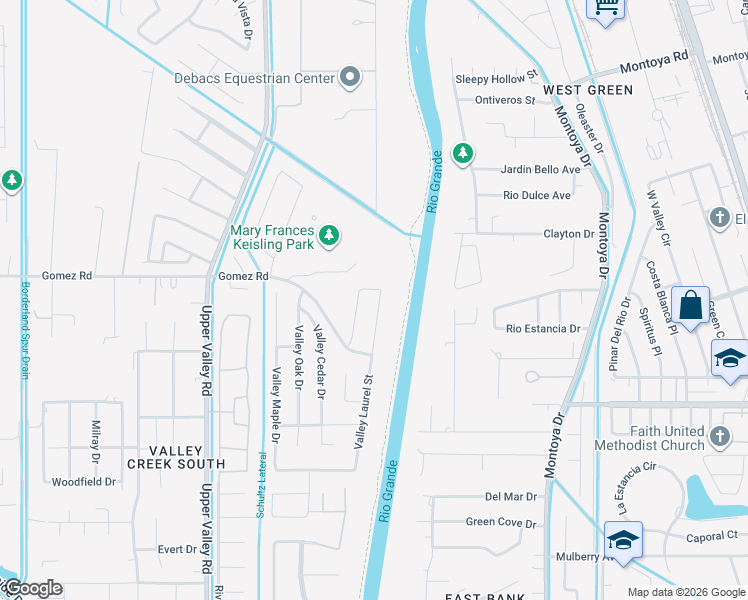 map of restaurants, bars, coffee shops, grocery stores, and more near 5733 Valley Laurel Street in El Paso