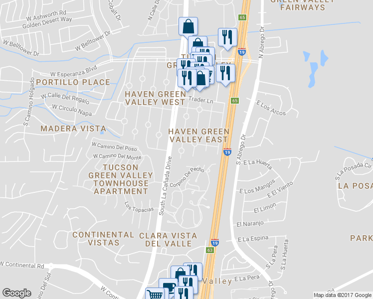map of restaurants, bars, coffee shops, grocery stores, and more near 436 Paseo Madera in Green Valley