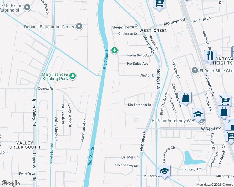 map of restaurants, bars, coffee shops, grocery stores, and more near 440 Clayton Drive in El Paso