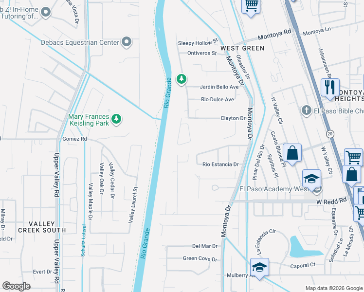 map of restaurants, bars, coffee shops, grocery stores, and more near 440 Clayton Drive in El Paso