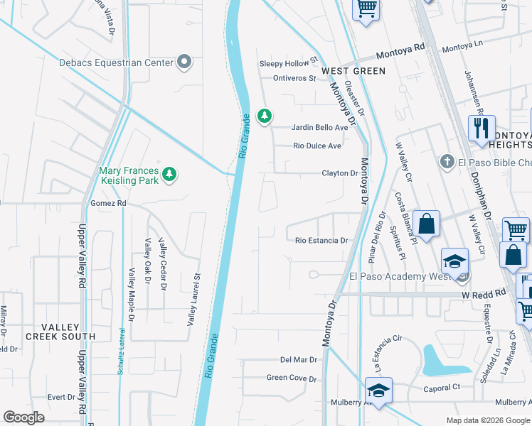 map of restaurants, bars, coffee shops, grocery stores, and more near 440 Clayton Drive in El Paso