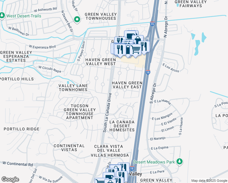 map of restaurants, bars, coffee shops, grocery stores, and more near 436 Paseo Madera in Green Valley