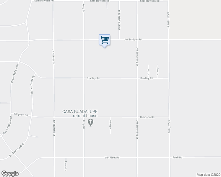 map of restaurants, bars, coffee shops, grocery stores, and more near 14597 Bradley Road in El Paso