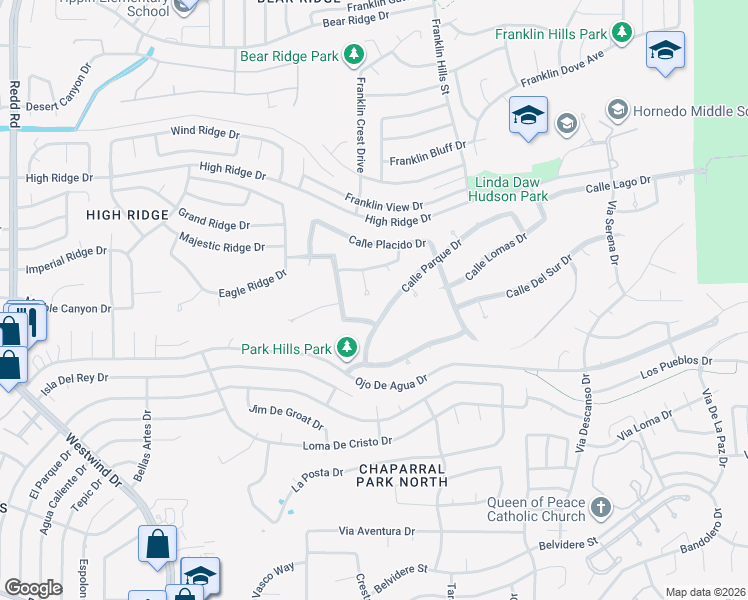 map of restaurants, bars, coffee shops, grocery stores, and more near 1038 Calle Flor Place in El Paso