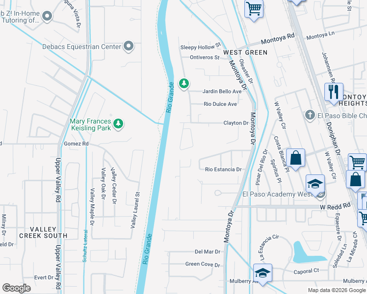 map of restaurants, bars, coffee shops, grocery stores, and more near 440 Clayton Drive in El Paso