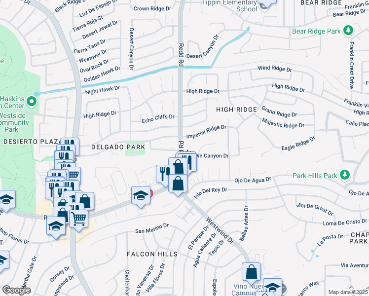 map of restaurants, bars, coffee shops, grocery stores, and more near 6833 Marble Canyon Drive in El Paso