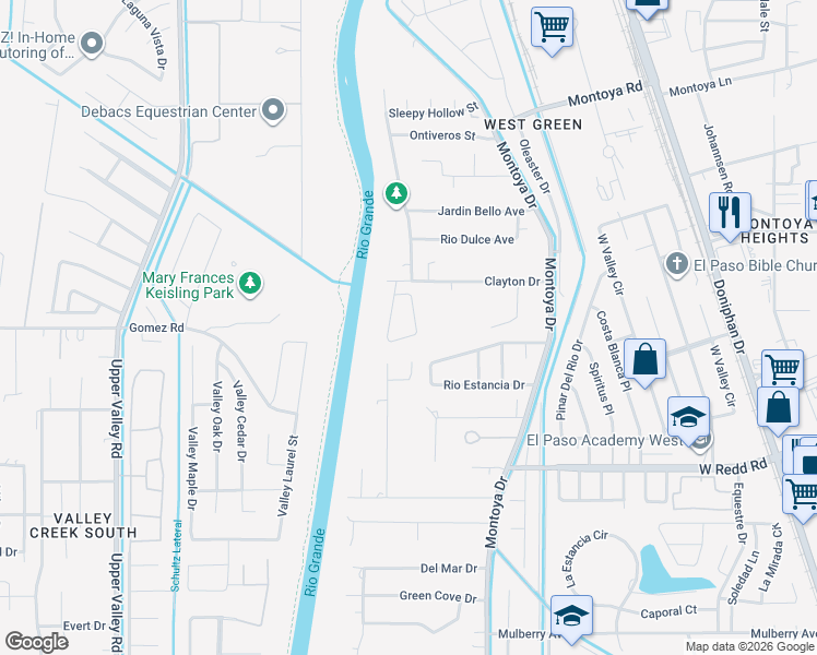 map of restaurants, bars, coffee shops, grocery stores, and more near 440 Clayton Drive in El Paso