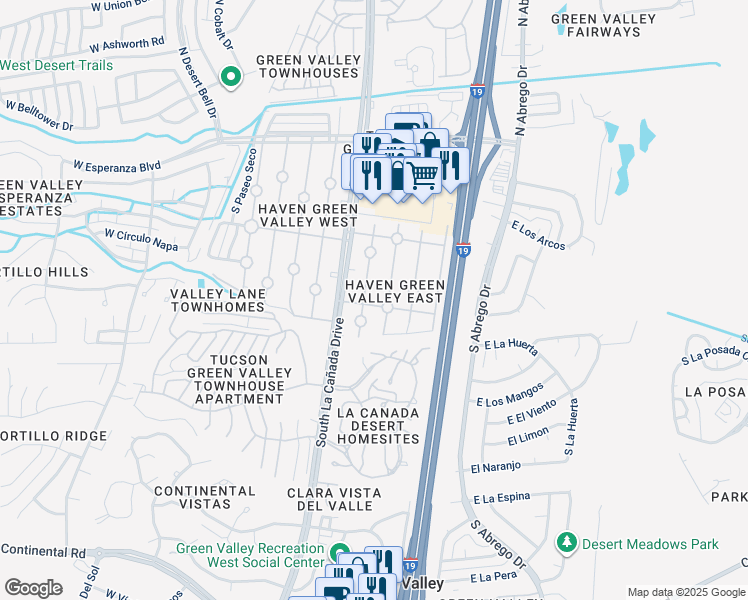 map of restaurants, bars, coffee shops, grocery stores, and more near 436 Paseo Madera in Green Valley